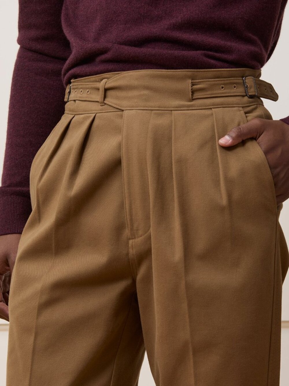 Todd Snyder Italian Cotton Ghurka Trouser in Khaki - Picture 5 of 6